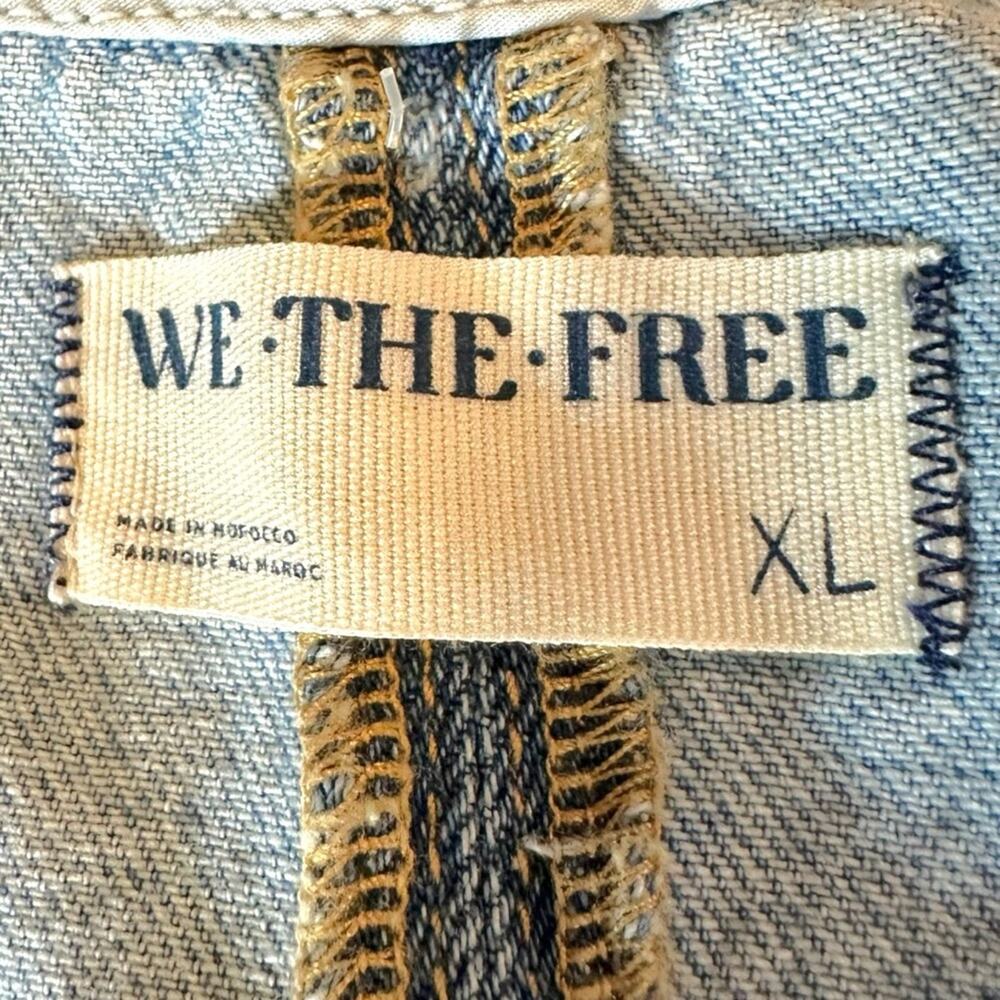 We The Free Light Wash Denim Pinafore Mini Dress Re-Posh - Picture 10 of 15